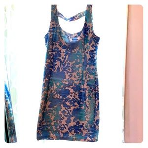 Blue floral bodycon dress